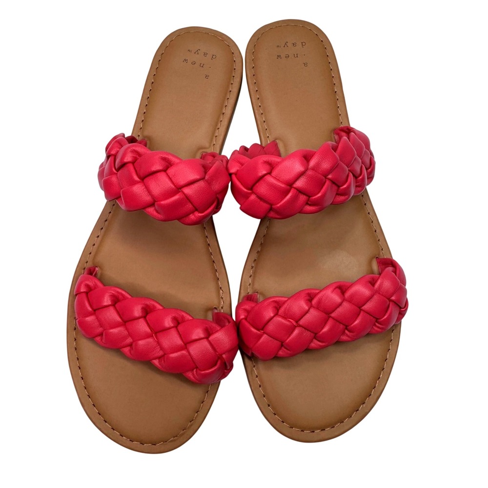 A New Day Braided Slide Sandals Womens 9 Pink Beach Barbiecore Summer